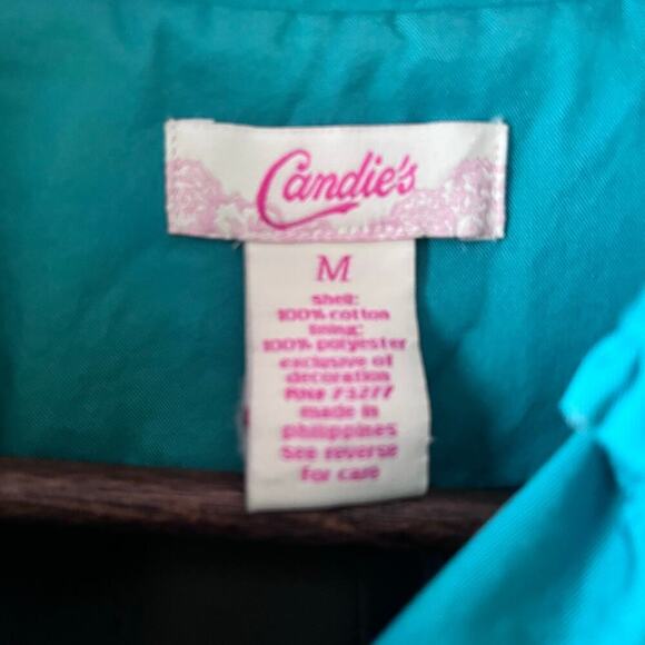 Candies Y2K Trench coat-Size M-Teal with ruffles and bow in the back - Picture 9 of 11